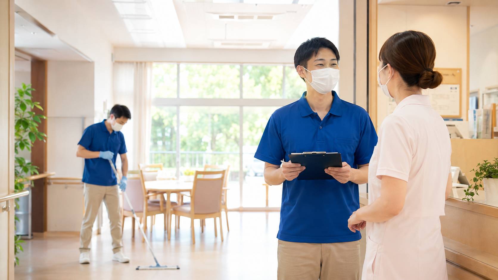 施設で作業するスタッフ